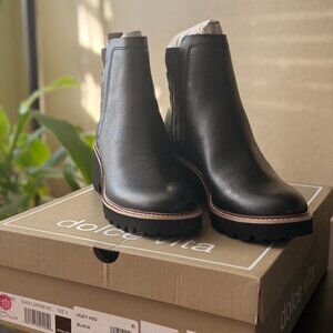 Dolce Vita Black Leather Ankle Boots Size 9